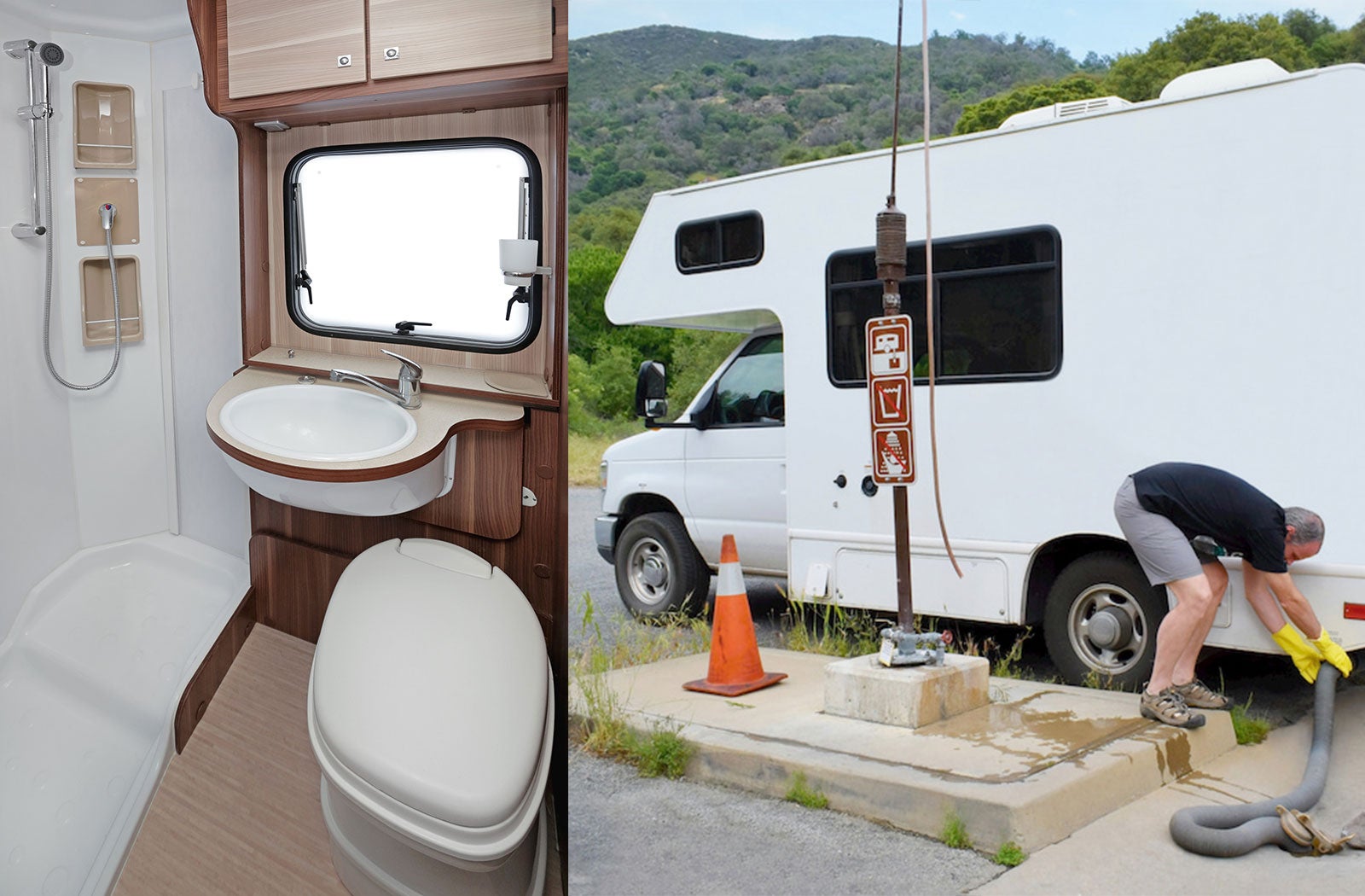 Portable RV/camper toilet and holding tank setup in Big Spring, Texas