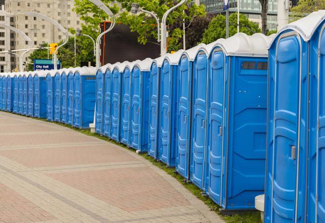 Seasonal porta potty units set up at a Big Spring, Texas venue